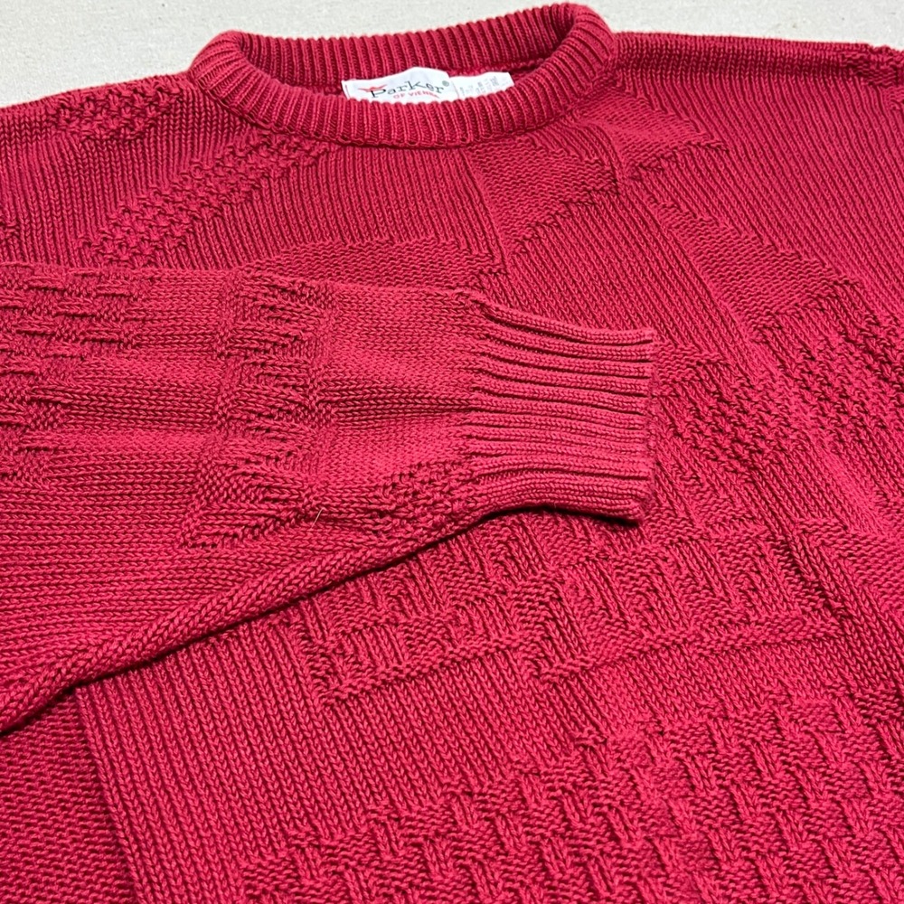 Parker of Vienna Men's Mauve Textured Knit Crewneck‎ Sweater Large Cotton